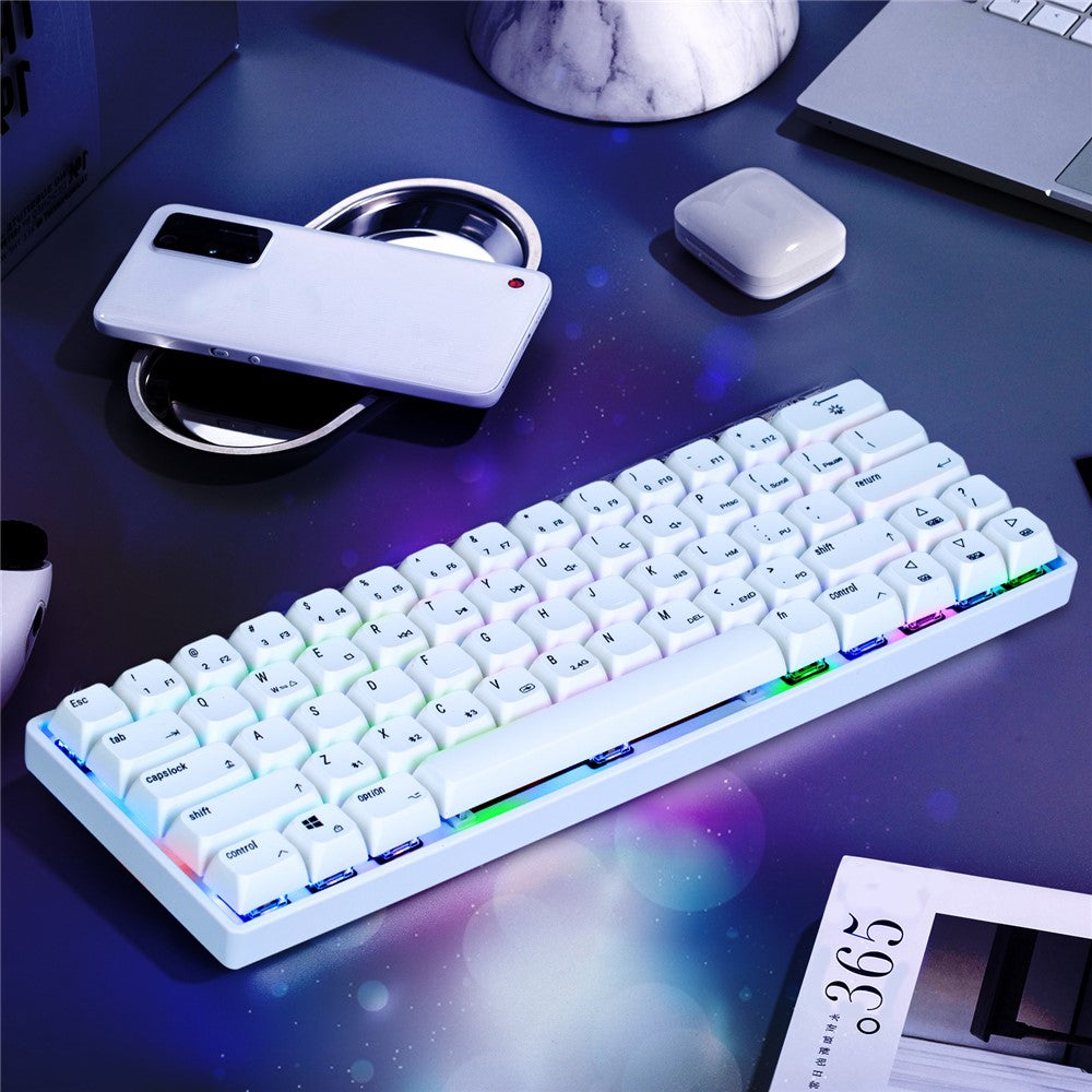 IVHCO 63 Keys Mini Gaming Mechanical Keyboard 3-Mode Bluetooth-compatible Keyboard with RGB Effects
