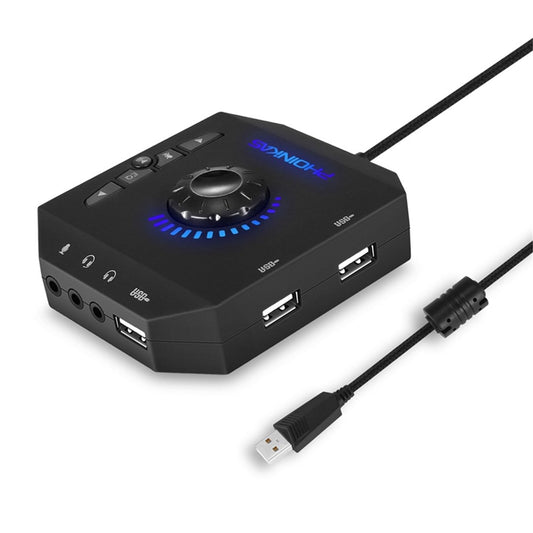 PHOINIKAS T10 Multi-function External Sound Card Independent Drive-free Computer Converter Hub