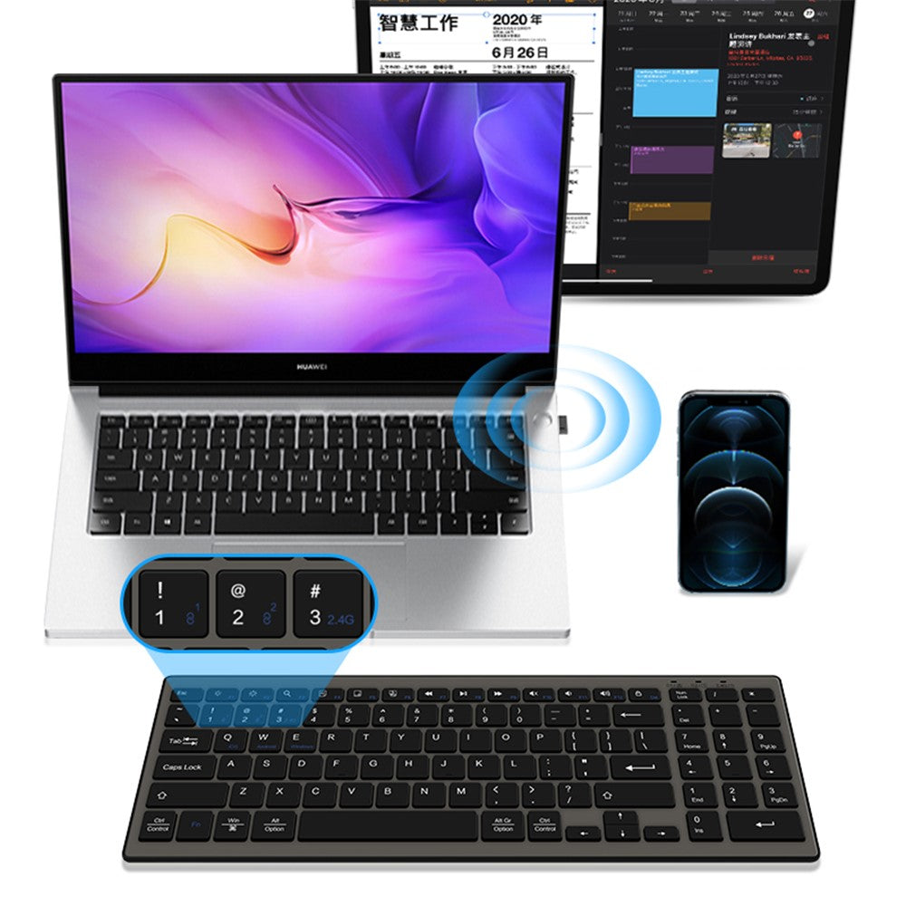 Wireless Bluetooth-compatible Dual Mode Scissor Switch JP Keyboard with Numeric Keypad for PC/Tablet/Smartphone
