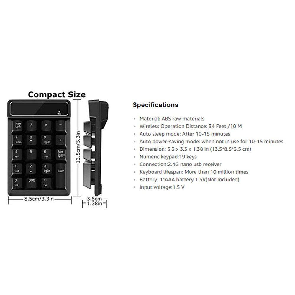 2.4G Wireless Mini Numeric Keyboard Suspended Mechanical Keyboard 19-key Mini Accounting Banking Keypad