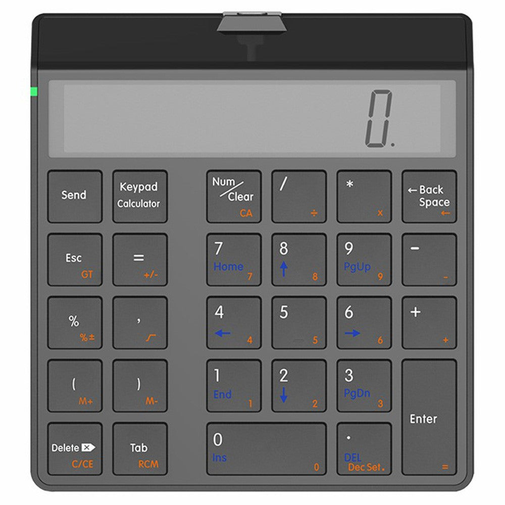 SUNREED KC9001S Wireless Numeric Keypad 12-Digit LCD Display 28-Keys Financial Accounting Rechargeable Number Keyboard for Laptop Desktop PC
