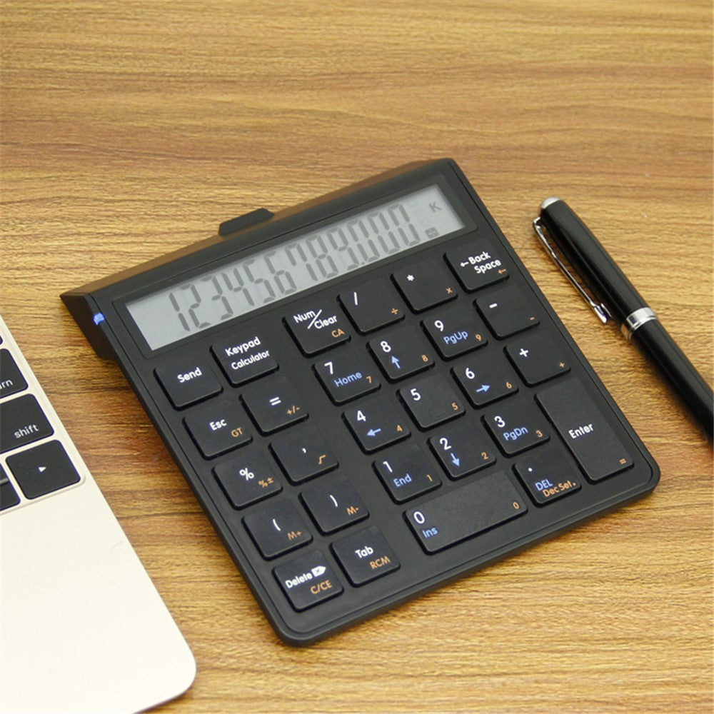 SUNREED KC9001S Wireless Numeric Keypad 12-Digit LCD Display 28-Keys Financial Accounting Rechargeable Number Keyboard for Laptop Desktop PC