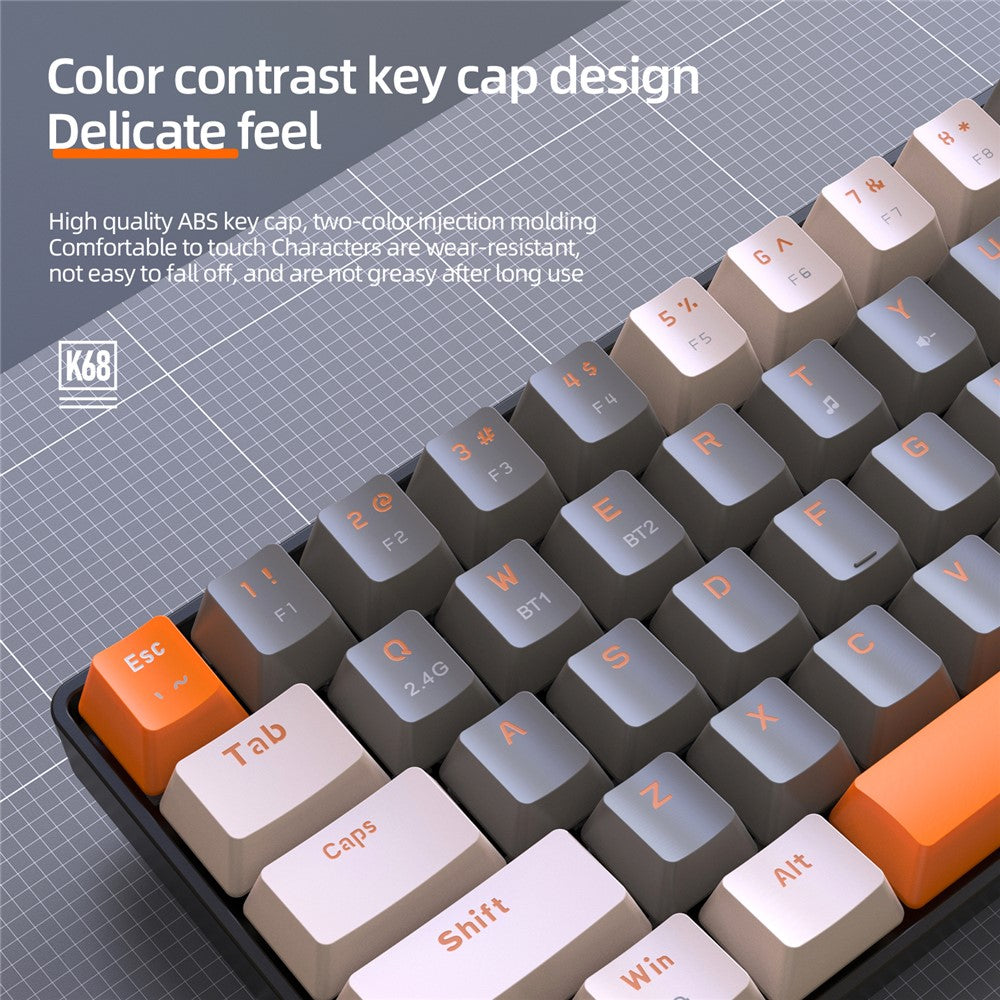 ZIYOULANG K68 Wireless Mechanical Keyboard 2.4G / Bluetooth-compatible Dual Mode 68-Key Keyboard