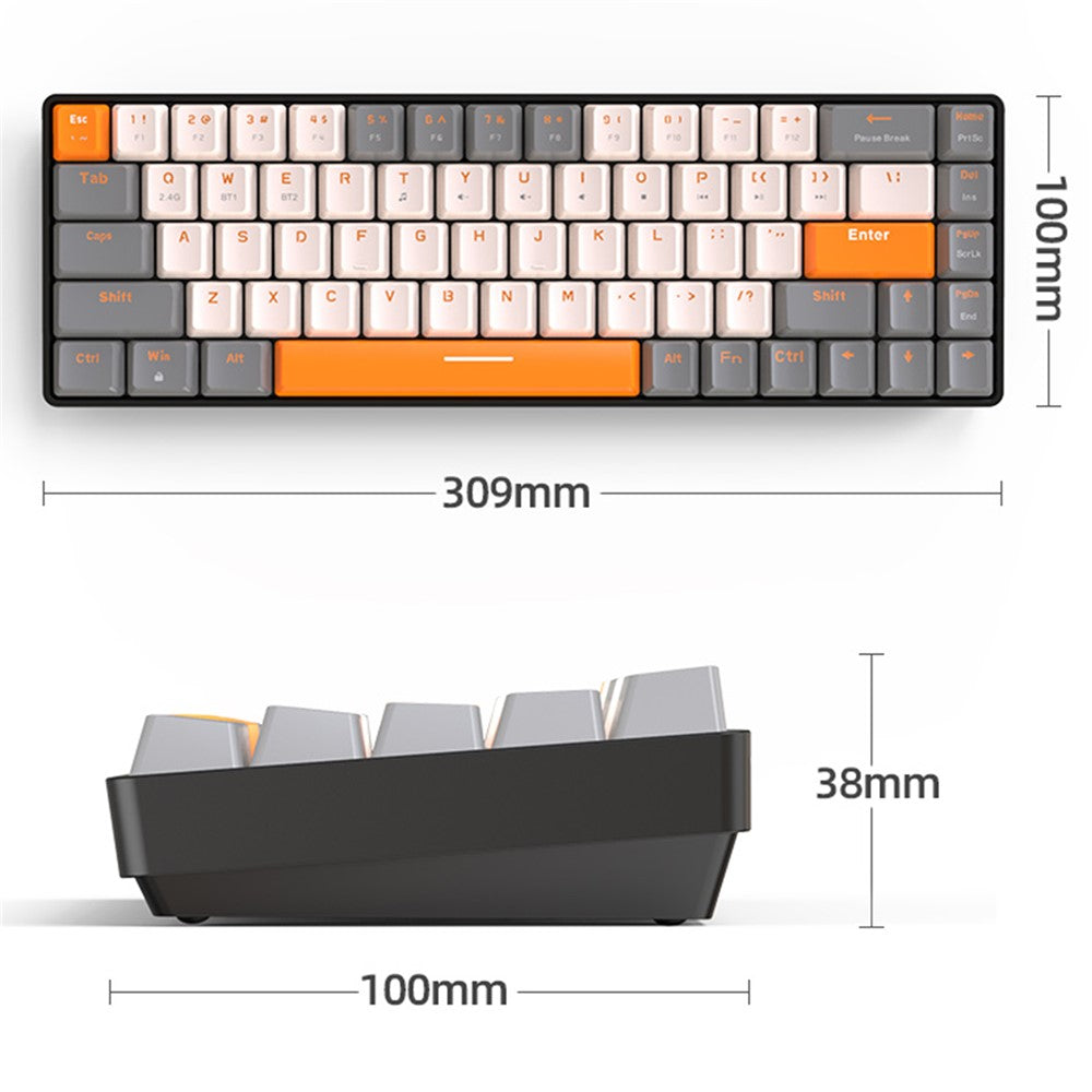 ZIYOULANG K68 Wireless Mechanical Keyboard 2.4G / Bluetooth-compatible Dual Mode 68-Key Keyboard