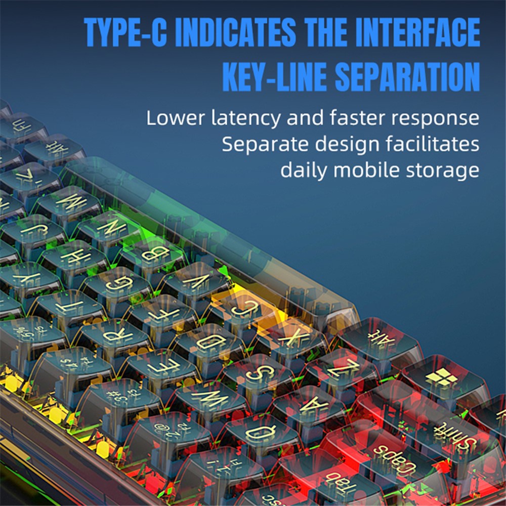 Y-FRUITFUL K60 68 Keys Type-C Wired Mechanical Keyboard RGB Light Transparent Keycaps Gaming Keyboard