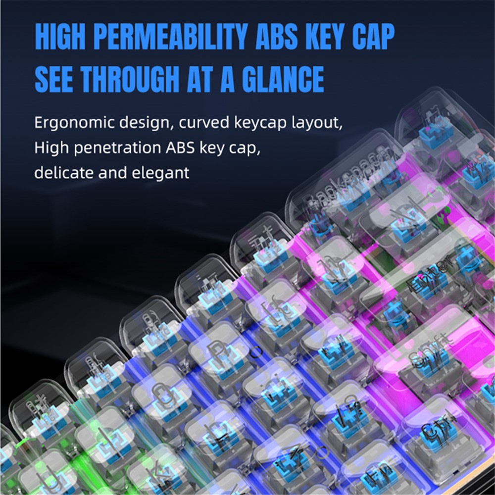 Y-FRUITFUL K60 68 Keys Type-C Wired Mechanical Keyboard RGB Light Transparent Keycaps Gaming Keyboard