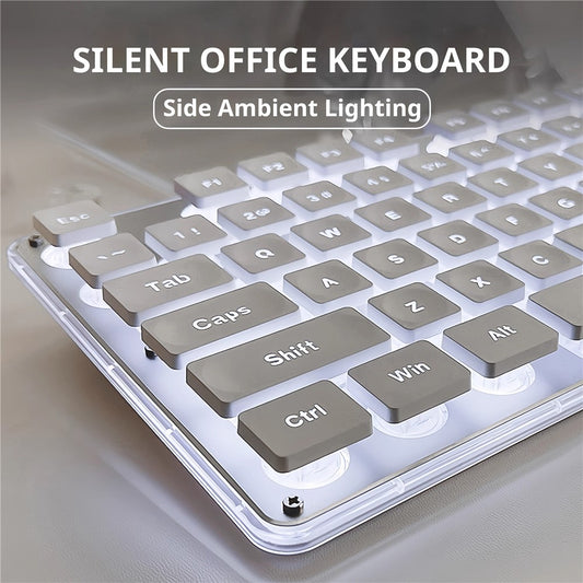 EWEADN GX710 Stylish Home Office Computer Laptop Keyboard USB Wired Mute Backlit Keyboard