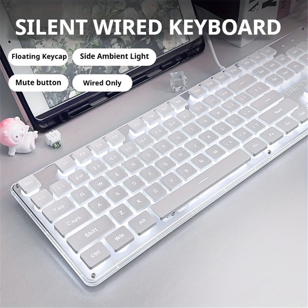 EWEADN GX710 Stylish Home Office Computer Laptop Keyboard USB Wired Mute Backlit Keyboard
