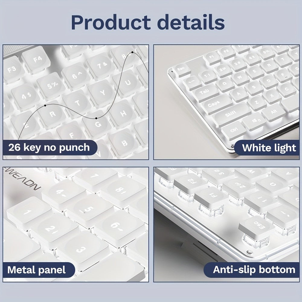 EWEADN GX710 Stylish Home Office Computer Laptop Keyboard USB Wired Mute Backlit Keyboard