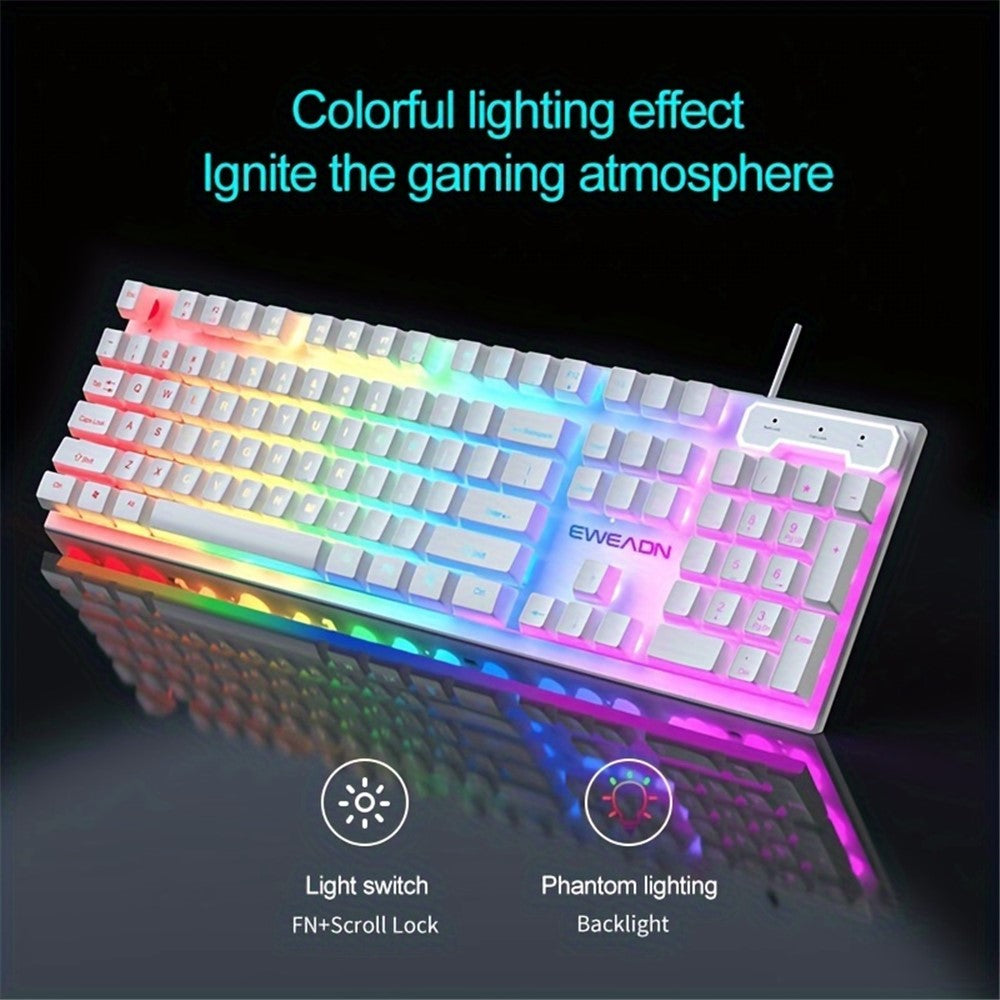 EWEADN GX330 Computer Laptop E-Sport Keyboard USB Wired Backlit Gaming Keyboard