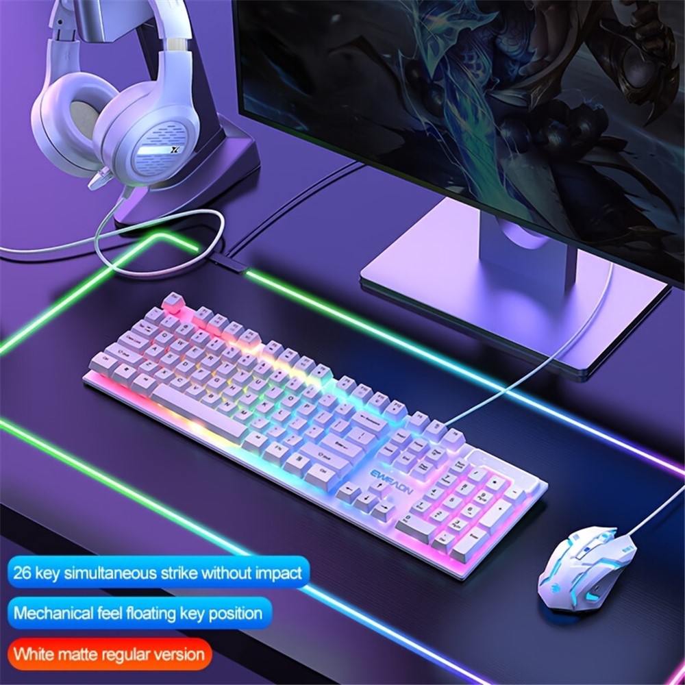 EWEADN GX330 Computer Laptop E-Sport Keyboard USB Wired Backlit Gaming Keyboard