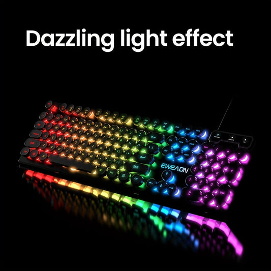 EWEADN GX30 Retro Punk Computer Laptop Keyboard USB Wired Backlit Gaming Keyboard