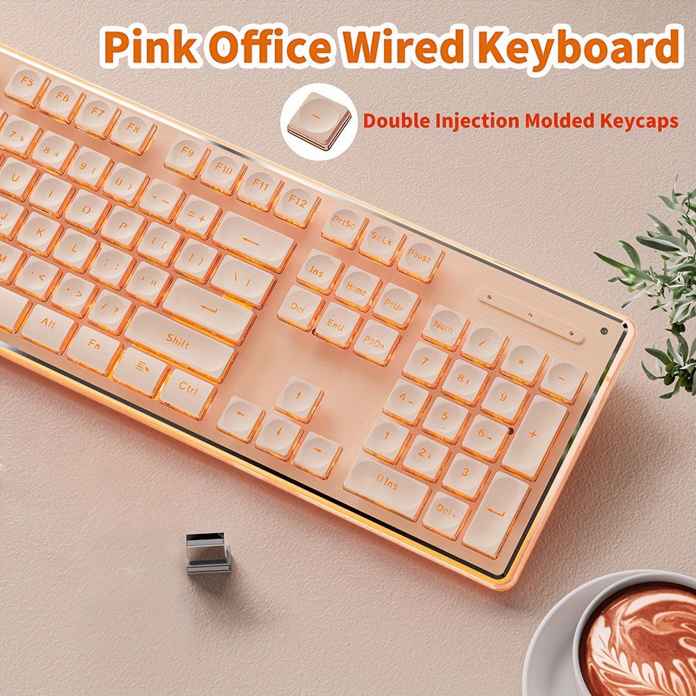 EWEADN V3 Home Office Computer Laptop Mute Keyboard USB Wired Backlit Keyboard