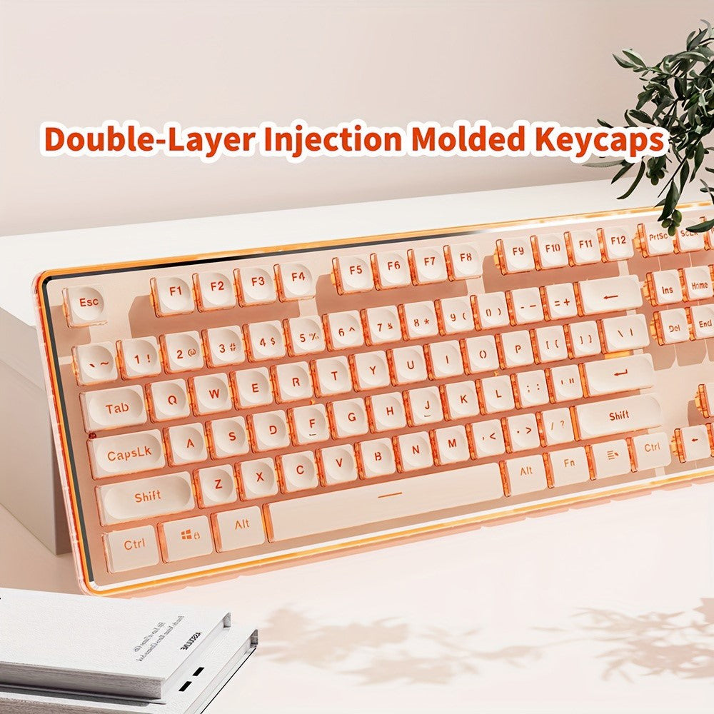 EWEADN V3 Home Office Computer Laptop Mute Keyboard USB Wired Backlit Keyboard