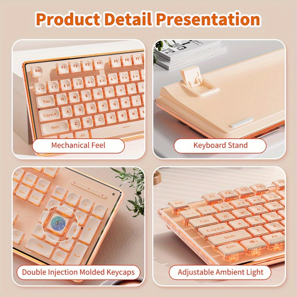 EWEADN V3 Home Office Computer Laptop Mute Keyboard USB Wired Backlit Keyboard