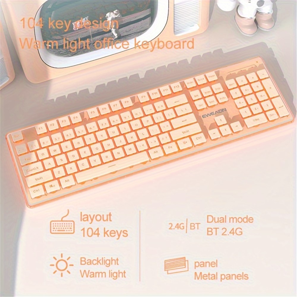 EWEADN V3 Home Office Computer Laptop Mute Keyboard USB Wired Backlit Keyboard