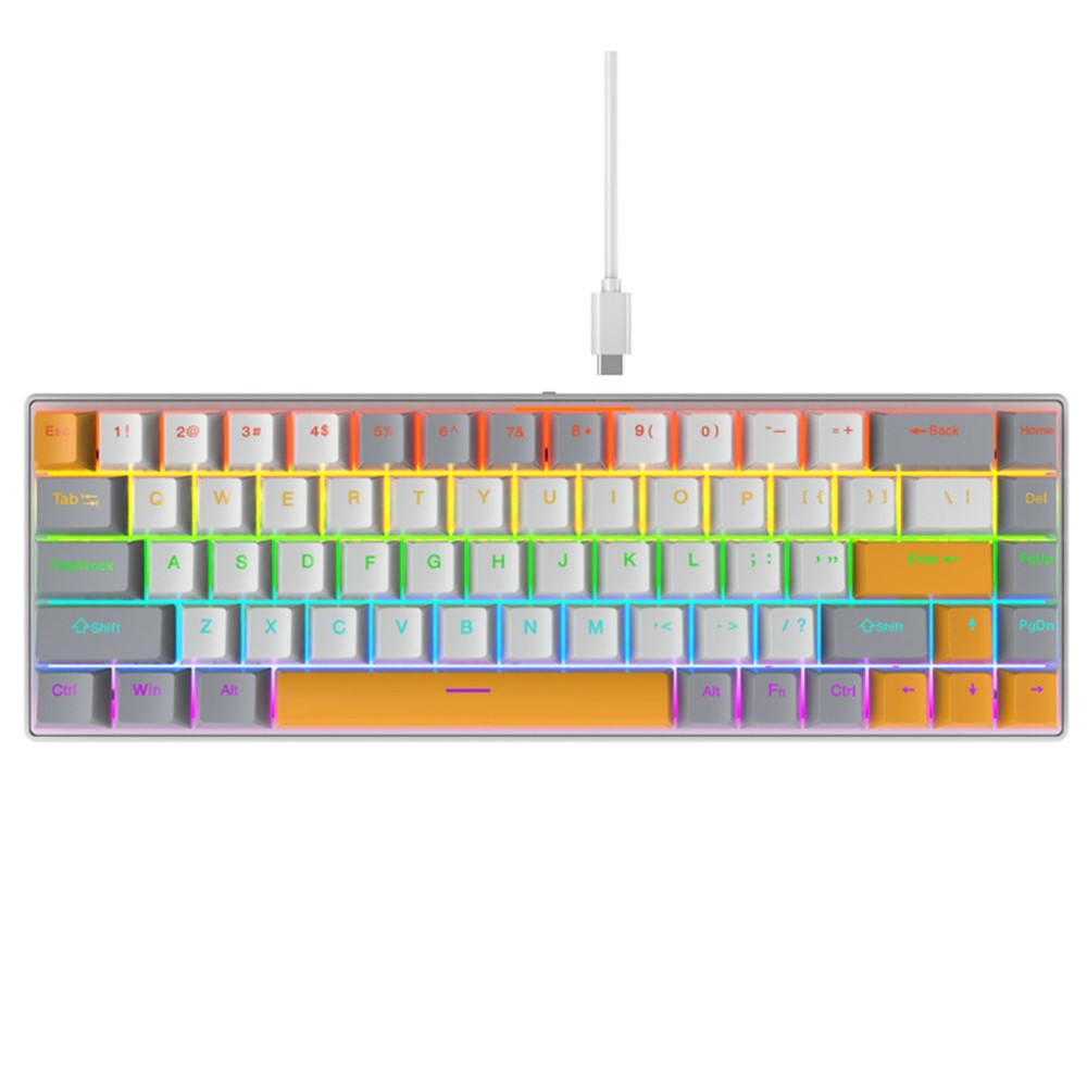 Y-FRUITFUL K68 Color Splicing Wired Keyboard 68-Key RGB Backlit Computer Office Gaming Keyboard