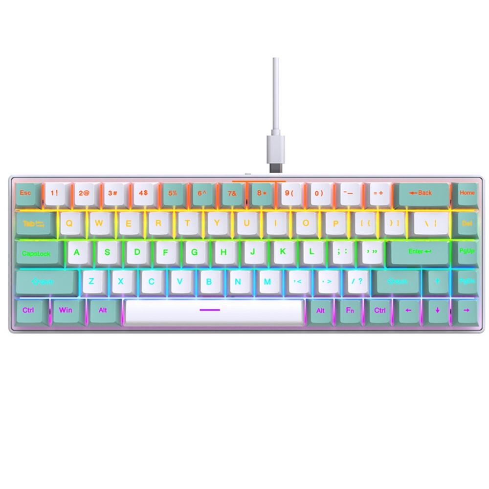 Y-FRUITFUL K68 Color Splicing Wired Keyboard 68-Key RGB Backlit Computer Office Gaming Keyboard