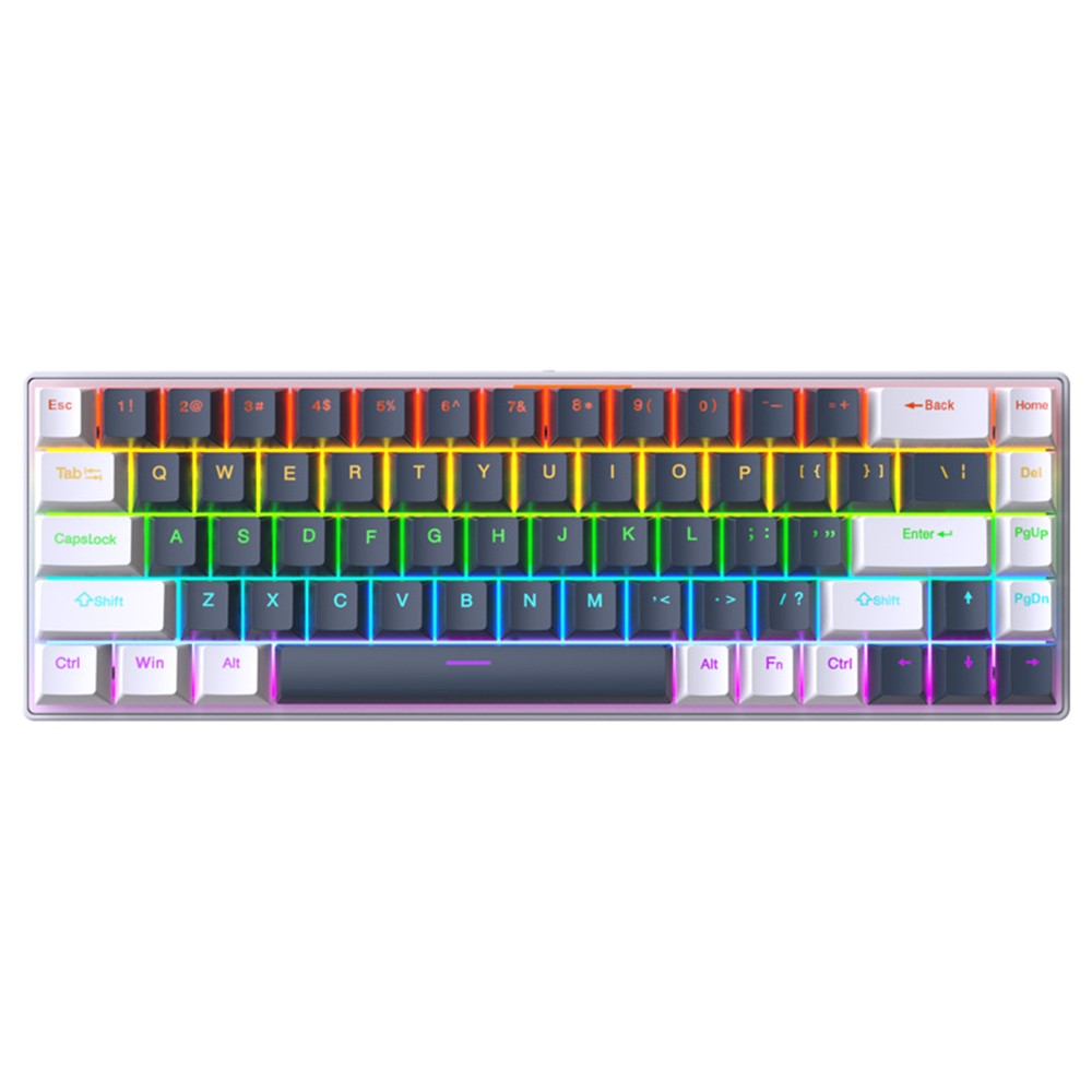 Y-FRUITFUL K68 Color Splicing Wired Keyboard 68-Key RGB Backlit Computer Office Gaming Keyboard