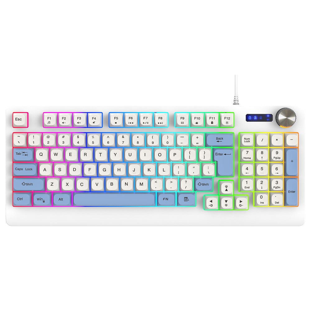Y-FRUITFUL K93 Color Splicing Wired Keyboard 93-Key RGB Light Office Gaming Computer Keyboard