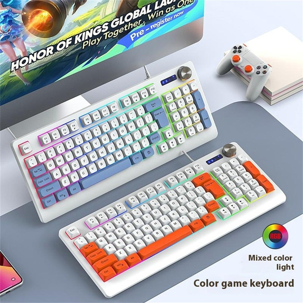 Y-FRUITFUL K93 Color Splicing Wired Keyboard 93-Key RGB Light Office Gaming Computer Keyboard
