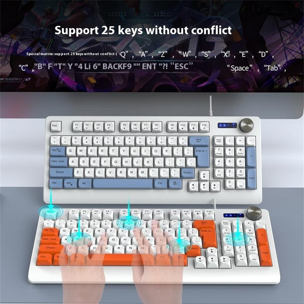Y-FRUITFUL K93 Color Splicing Wired Keyboard 93-Key RGB Light Office Gaming Computer Keyboard