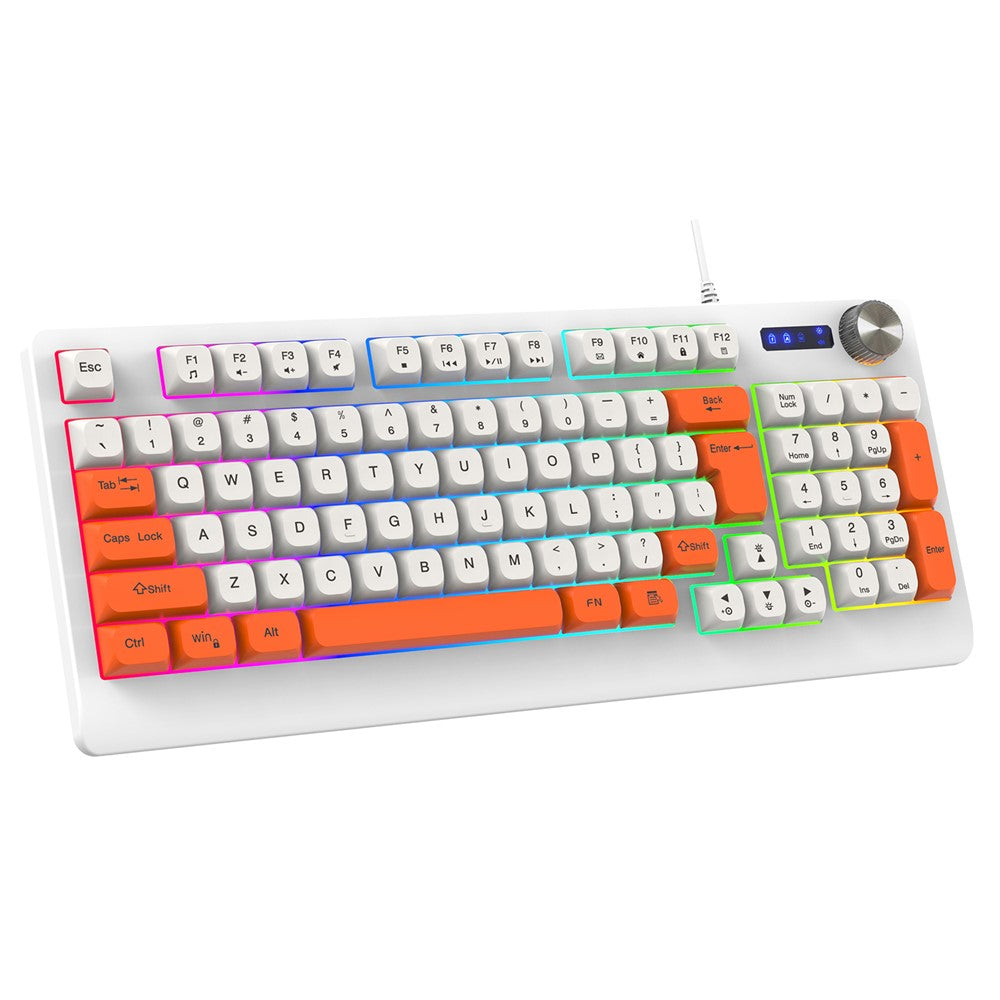 Y-FRUITFUL K93 Color Splicing Wired Keyboard 93-Key RGB Light Office Gaming Computer Keyboard