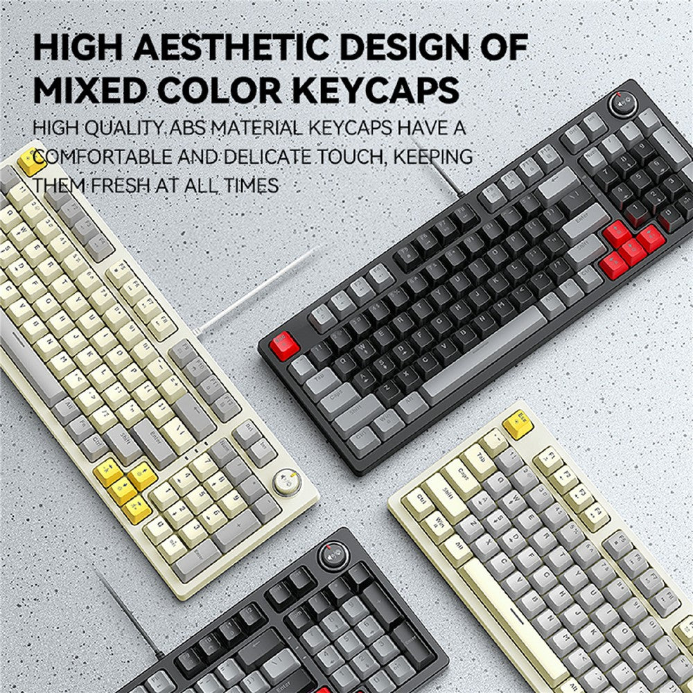 T-WOLF T50 Mechanical Keyboard with RGB Backlit 96 + 1 Keys USB Wired Keyboard for PC Gaming