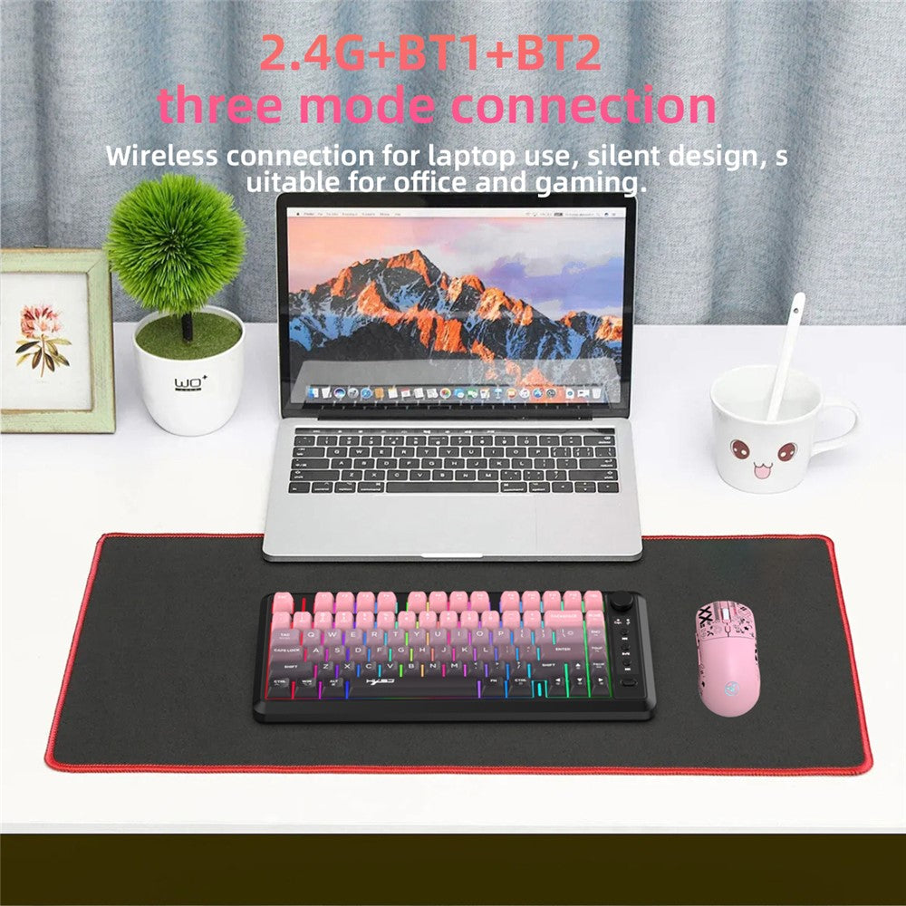HXSJ L400 81 Keys Membrane Keyboard 2.4G + Bluetooth-compatible Tri-Mode Wireless Keyboard with RGB Backlit