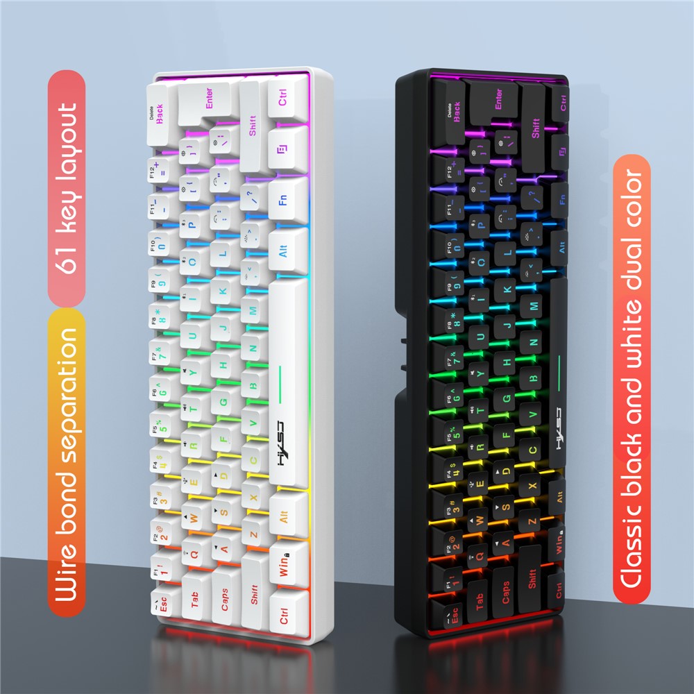HXSJ L500 61 Keys Gaming Keyboard 2.4G / Bluetooth-compatible / Wired Triple Mode Membrane Keyboard with RGB Backlit