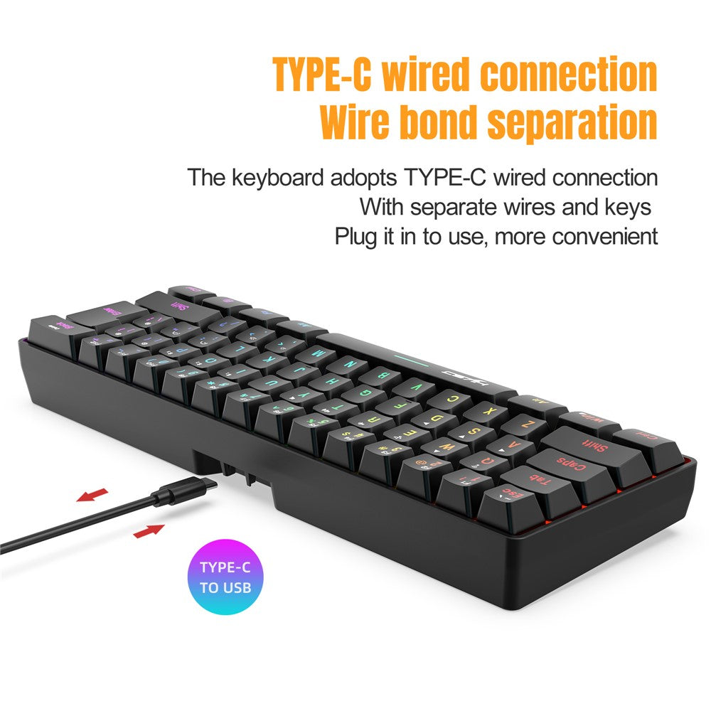 HXSJ L500 61 Keys Gaming Keyboard 2.4G / Bluetooth-compatible / Wired Triple Mode Membrane Keyboard with RGB Backlit