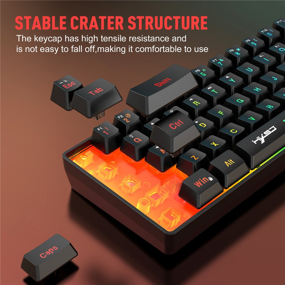 HXSJ L500 61 Keys Gaming Keyboard 2.4G / Bluetooth-compatible / Wired Triple Mode Membrane Keyboard with RGB Backlit