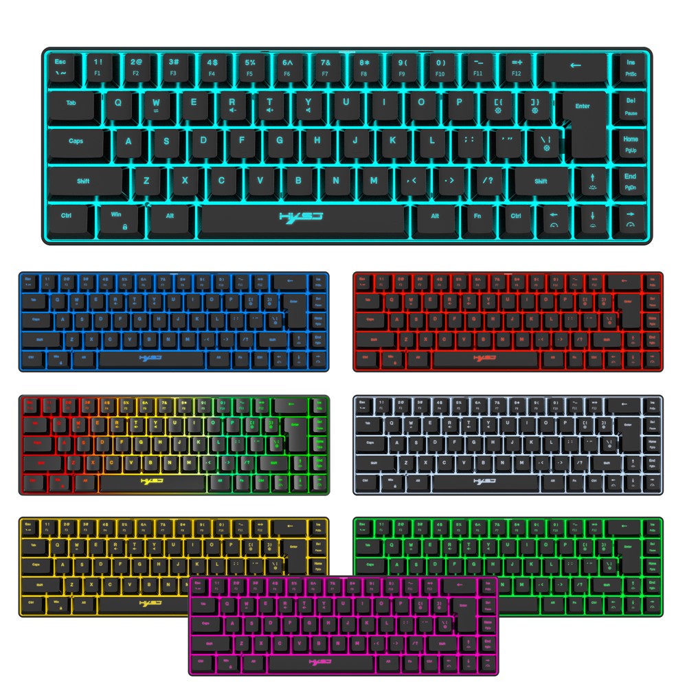 HXSJ V200 68 Keys USB Wired Membrane Keyboard with RGB Backlit Gaming Keyboard
