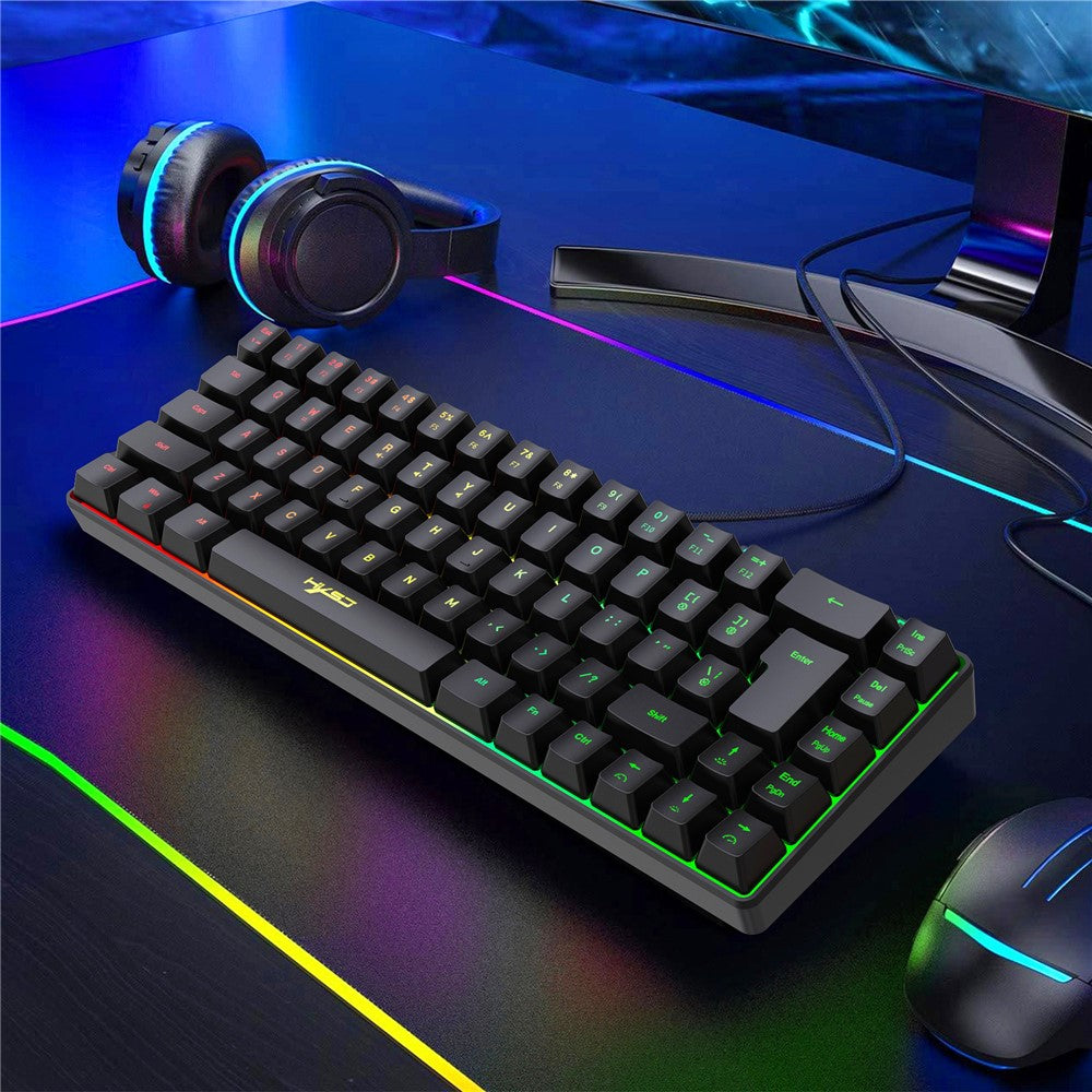 HXSJ V200 68 Keys USB Wired Membrane Keyboard with RGB Backlit Gaming Keyboard