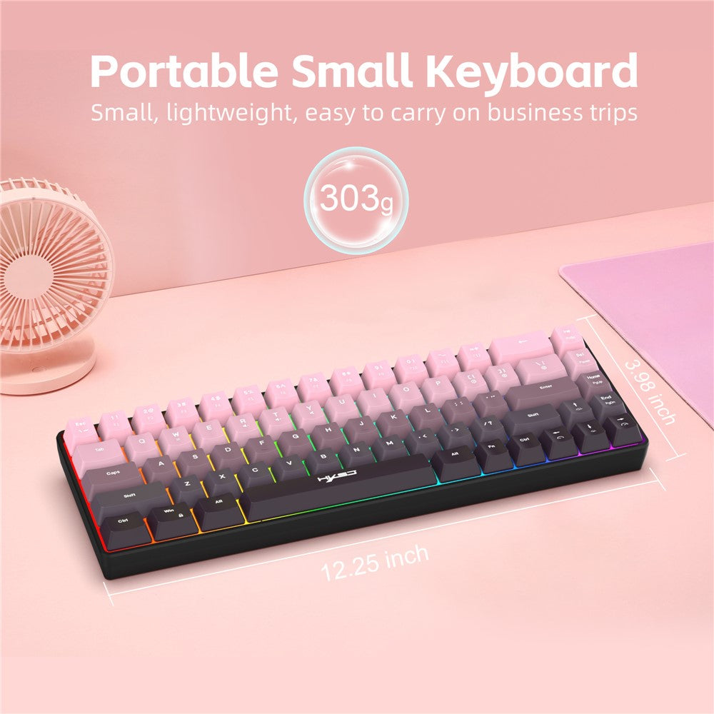 HXSJ V200 Ergonomic 68 Keys Membrane Keyboard RGB Lighting Wired Keyboard for Gaming, 25-Key Rollover