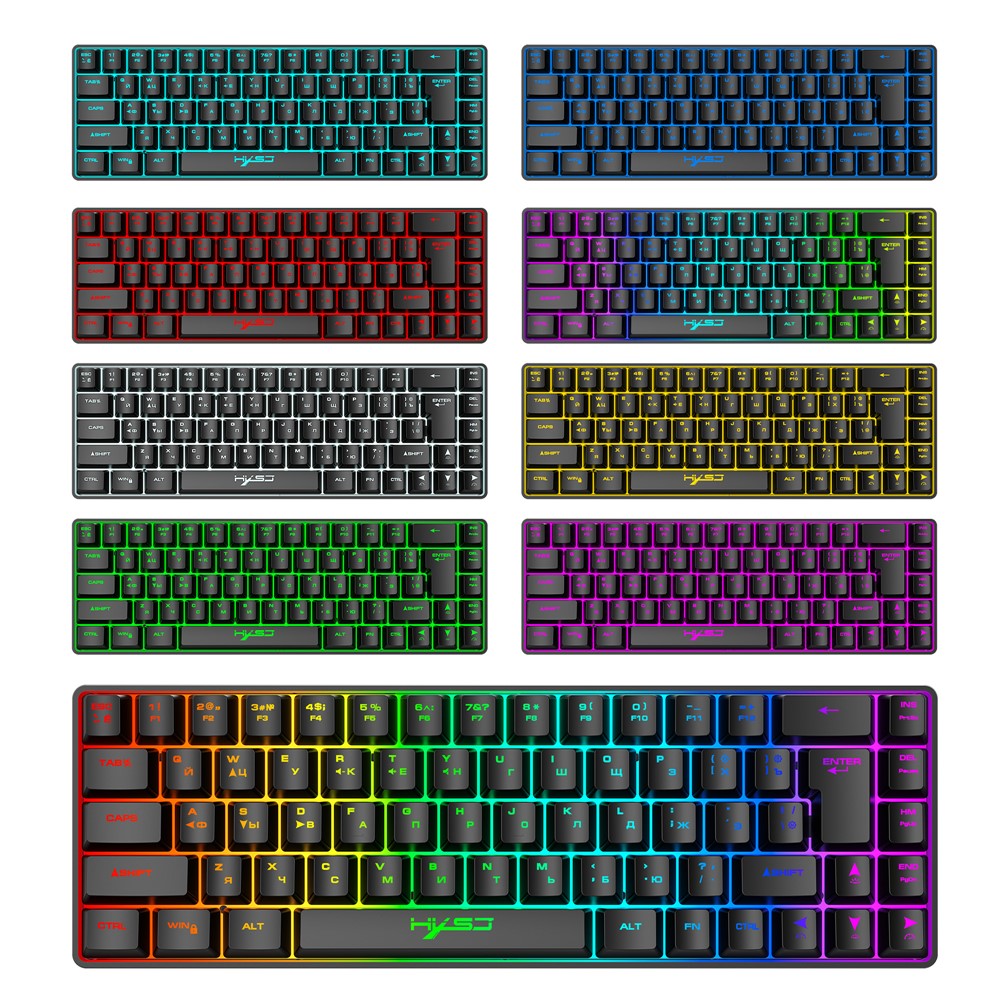 HXSJ V200 Russian Version 68 Keys Wired Membrane Keyboard with RGB Backlight Ergonomic Gaming Keyboard
