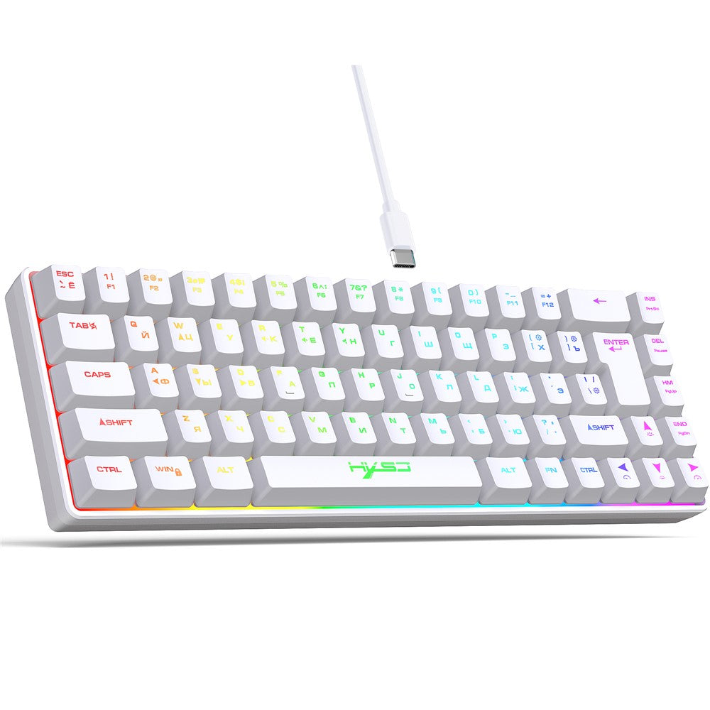 HXSJ V200 Russian Version 68 Keys Wired Membrane Keyboard with RGB Backlight Ergonomic Gaming Keyboard