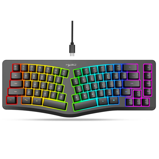 HXSJ J70 Ergonomic 69 Keys Wired Keyboard for Desktop Laptop Membrane Gaming Keyboard with RGB Backlit
