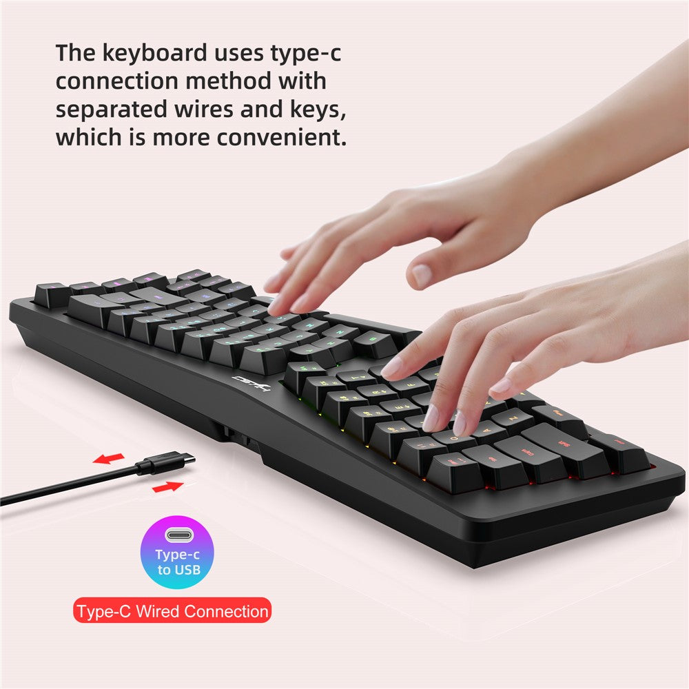 HXSJ J70 Ergonomic 69 Keys Wired Keyboard for Desktop Laptop Membrane Gaming Keyboard with RGB Backlit
