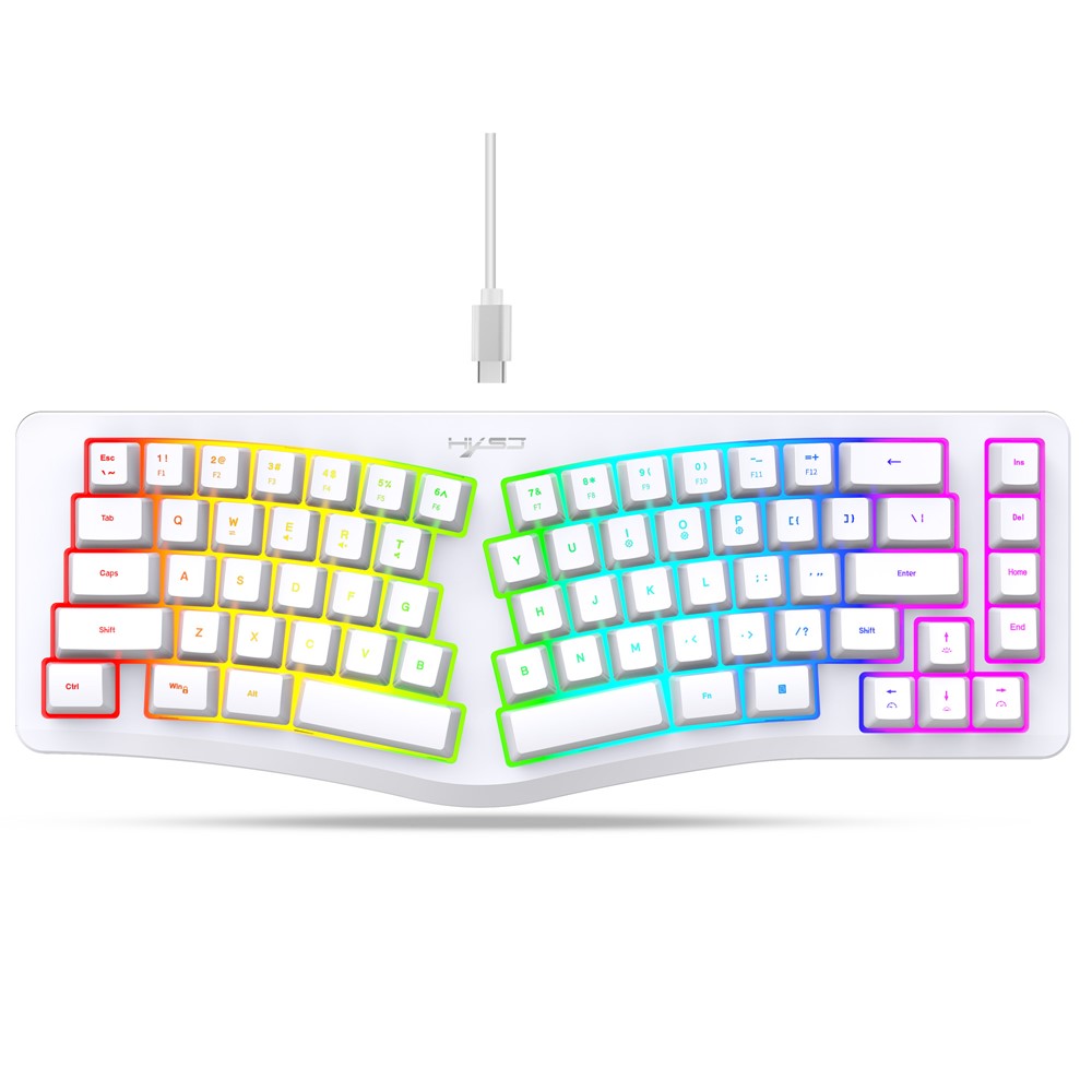 HXSJ J70 Ergonomic 69 Keys Wired Keyboard for Desktop Laptop Membrane Gaming Keyboard with RGB Backlit