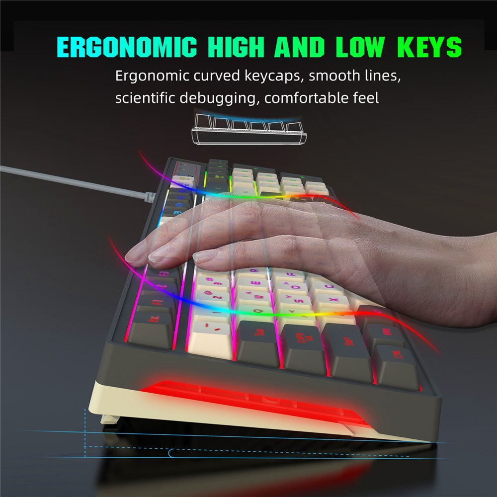 HXSJ V600B For Gaming 96 Keys Wired Keyboard RGB Backlit Mechanical Feel Membrane Keyboard