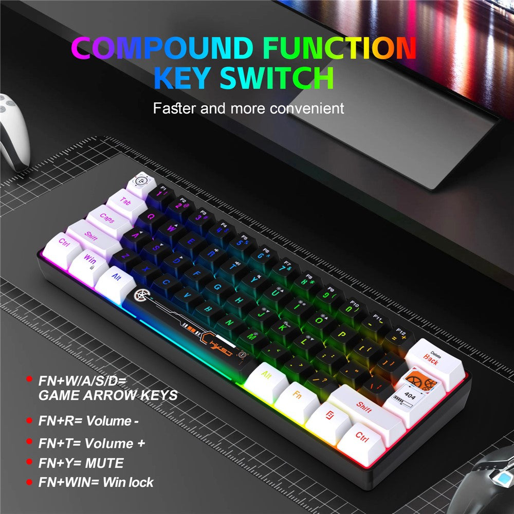 HXSJ V700 61 Keys Wired Keyboard with RGB Backlit for PC / Laptop Multimedia Control Gaming Keyboard
