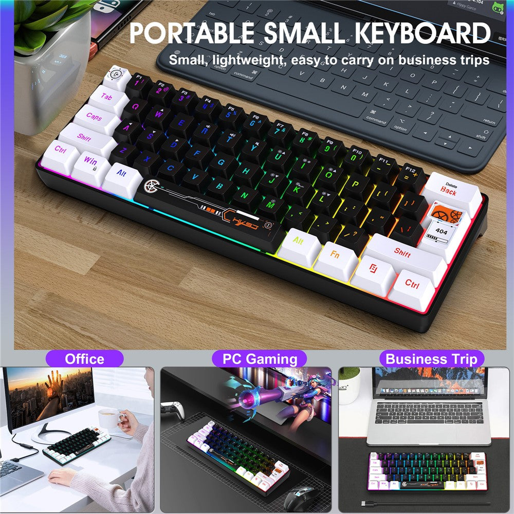 HXSJ V700 61 Keys Wired Keyboard with RGB Backlit for PC / Laptop Multimedia Control Gaming Keyboard
