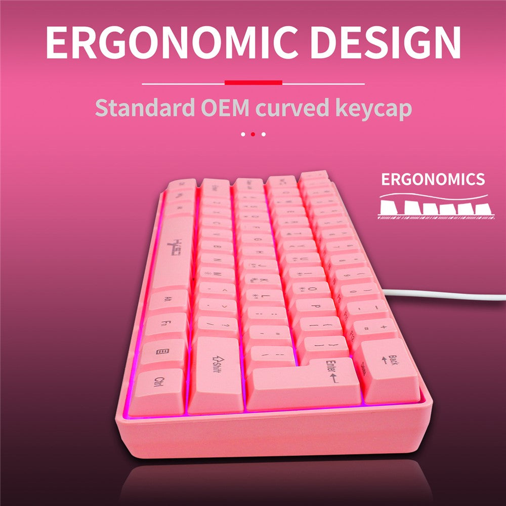 HXSJ V700 61 Keys USB Wired Gaming Keyboard with Colorful Backlight for Computer Desktop Laptop PC