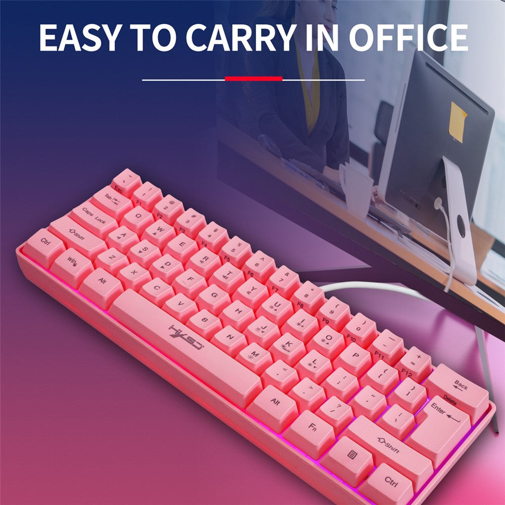 HXSJ V700 61 Keys USB Wired Gaming Keyboard with Colorful Backlight for Computer Desktop Laptop PC