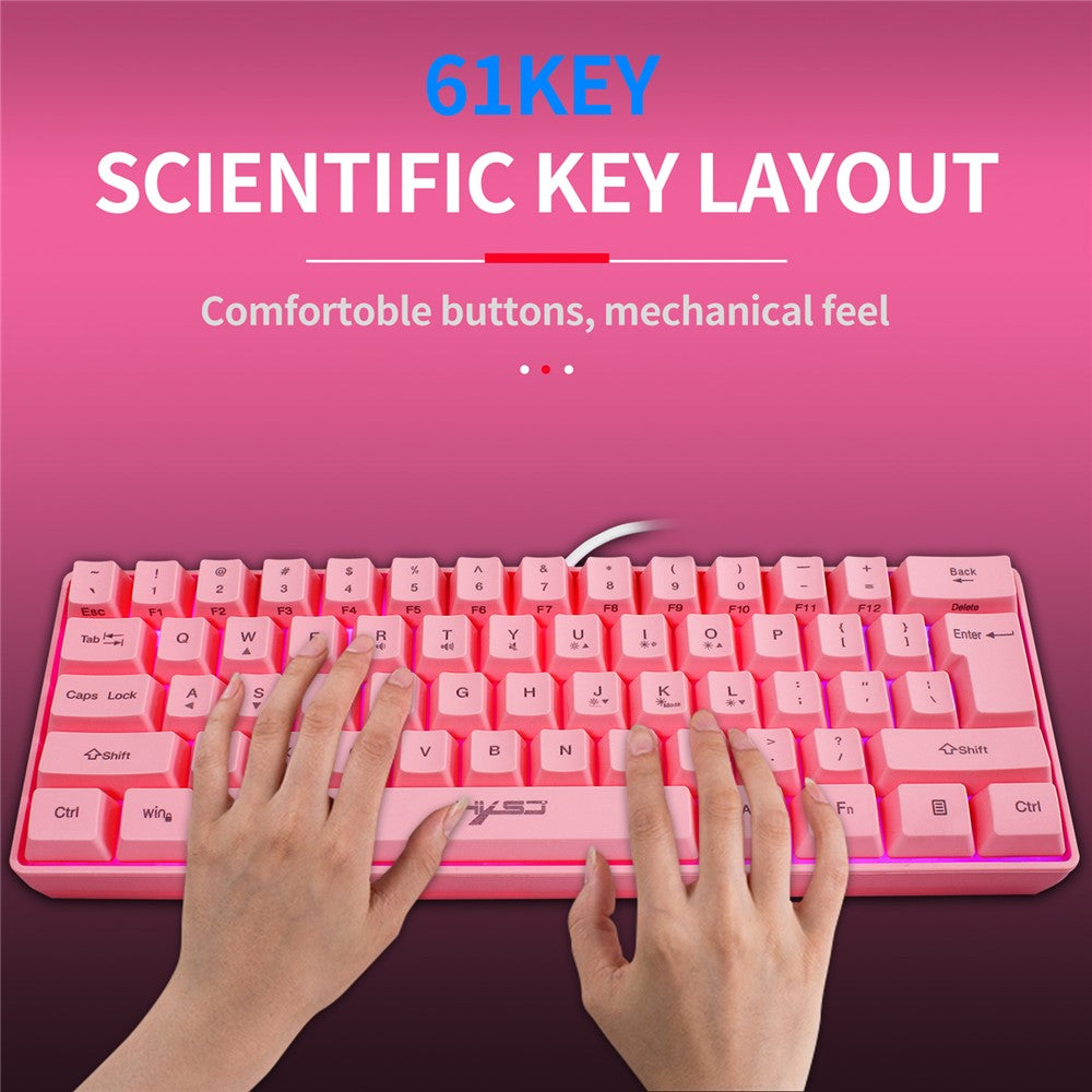 HXSJ V700 61 Keys USB Wired Gaming Keyboard with Colorful Backlight for Computer Desktop Laptop PC