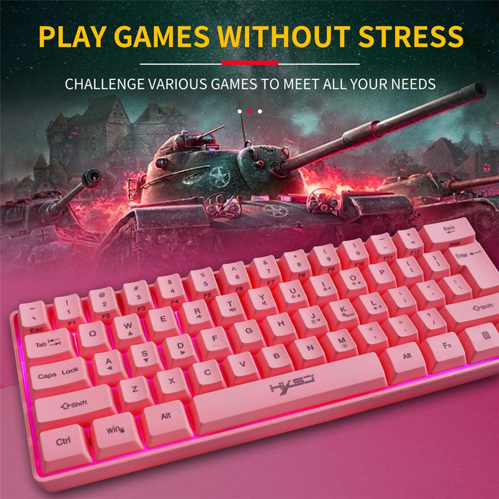 HXSJ V700 61 Keys USB Wired Gaming Keyboard with Colorful Backlight for Computer Desktop Laptop PC