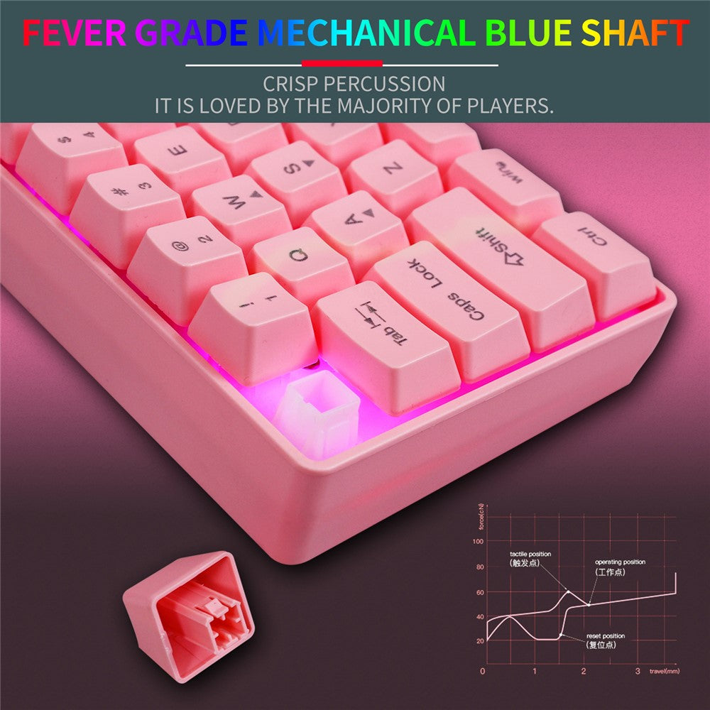HXSJ V700 61 Keys USB Wired Gaming Keyboard with Colorful Backlight for Computer Desktop Laptop PC