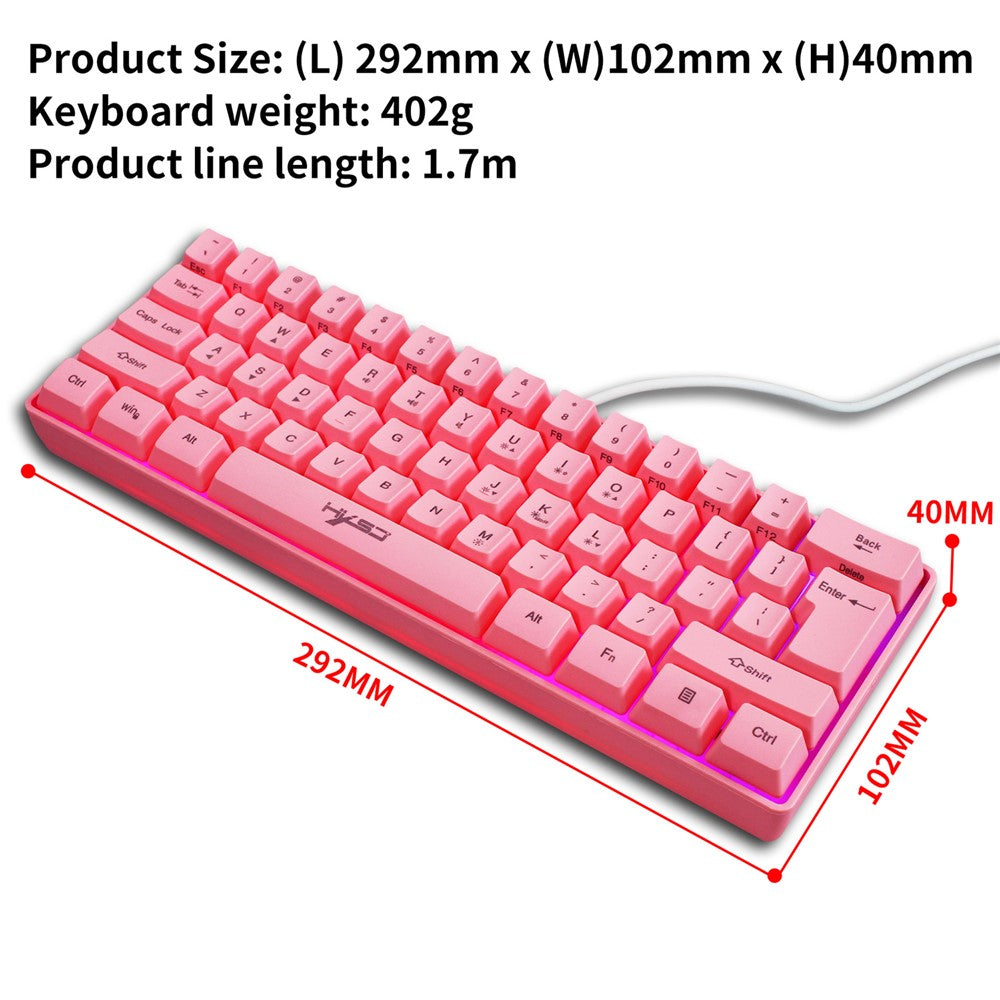 HXSJ V700 61 Keys USB Wired Gaming Keyboard with Colorful Backlight for Computer Desktop Laptop PC