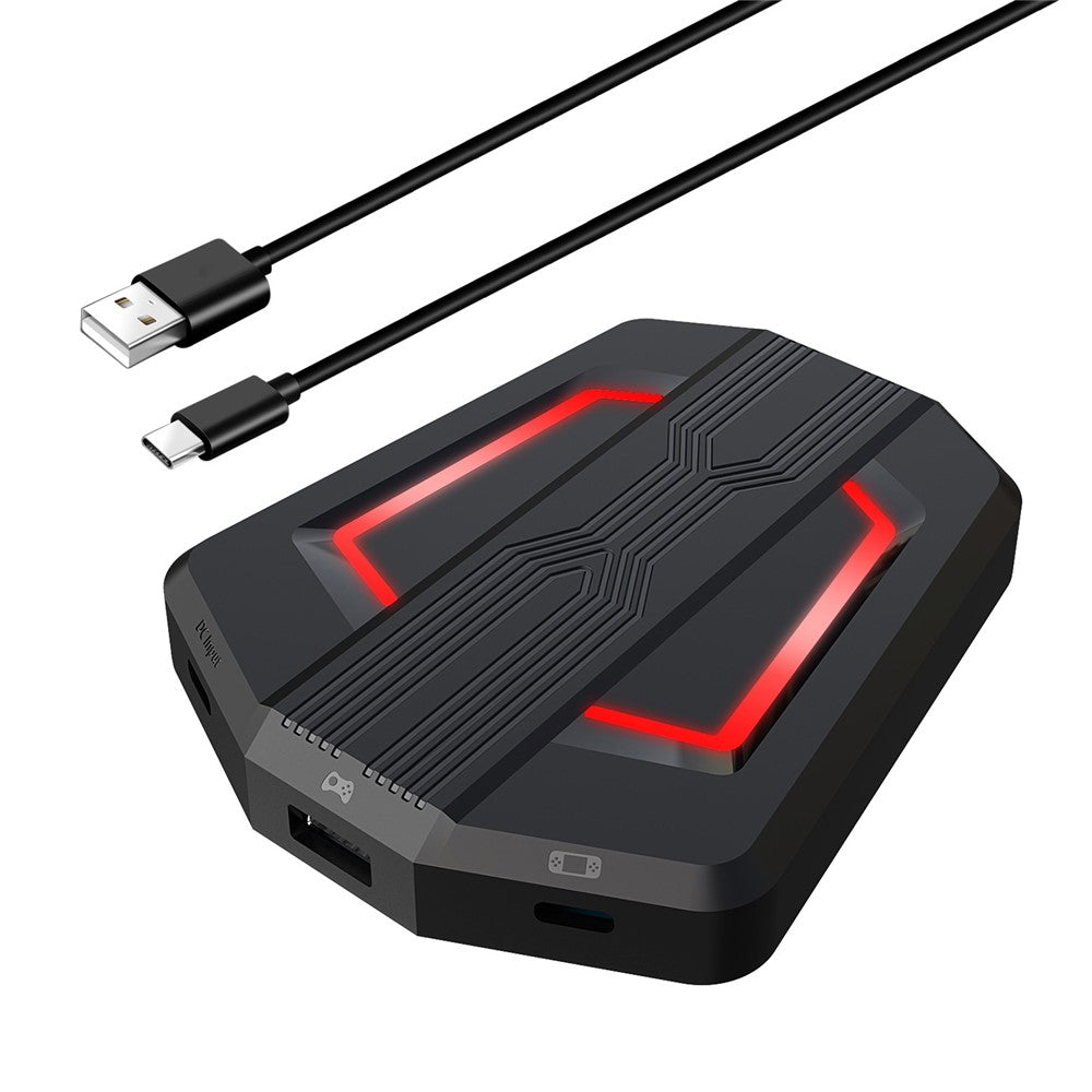 HXSJ V100 One Hand Gaming Keyboard + H300 7-Color Lightning Game Mouse + P6 Keyboard Mouse Converter Set